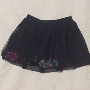 Black Mesh Confetti Skirt